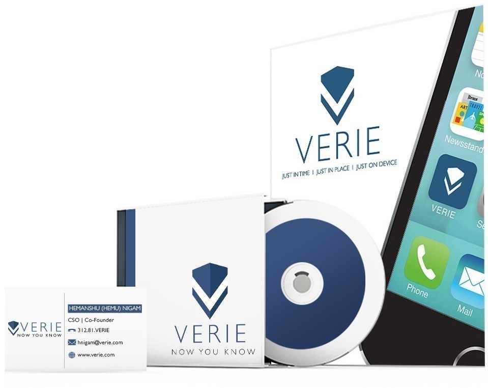 Verie application marketing and digital branding collateral.